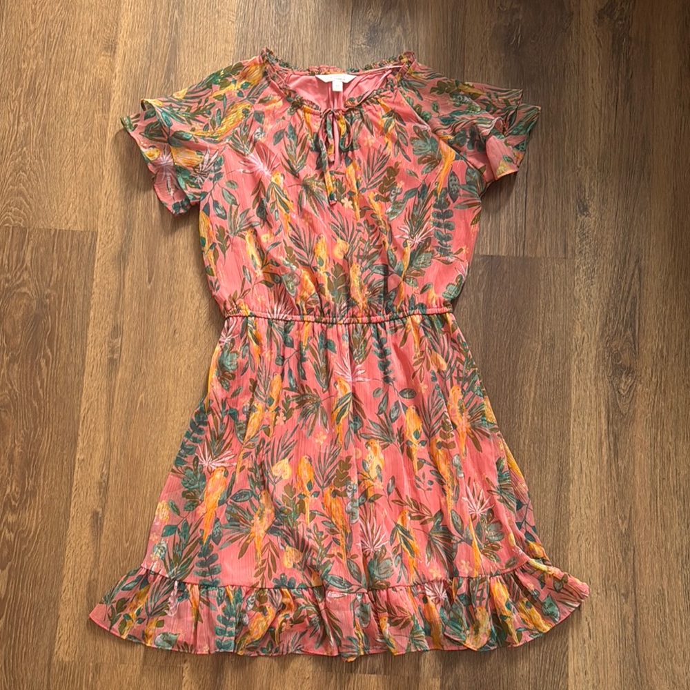 Floral Print Dress in Pink and Green